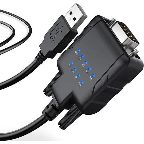Adaptateur USB vers Série - USB232A-E-A - DB9 - 1m de câble - Compatible Windows/macOS/Linux - 9 LED