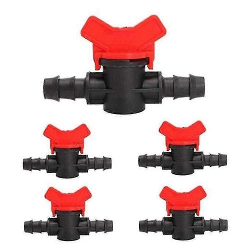 5pcs Pe Hose Vanne Irrigation Stopcock Régulateur de débit Vanne de tuyau en plastique 10mm Drip Irrigation Parties Rouge Noir Vanne de contrôle de débit d¿eau pour tuyau d¿eau