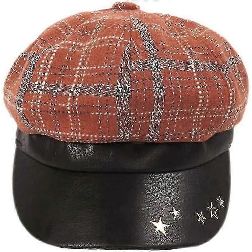Plaid Ladies Newsboy Hat Visière Rayée Béret Pour Femmes Tweed 8 Panel Hat Ivy Caps