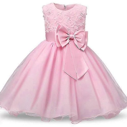 Robe Fille Rose Jupe Bouffante Robe De Soirée Spectacle De Fête - Rose