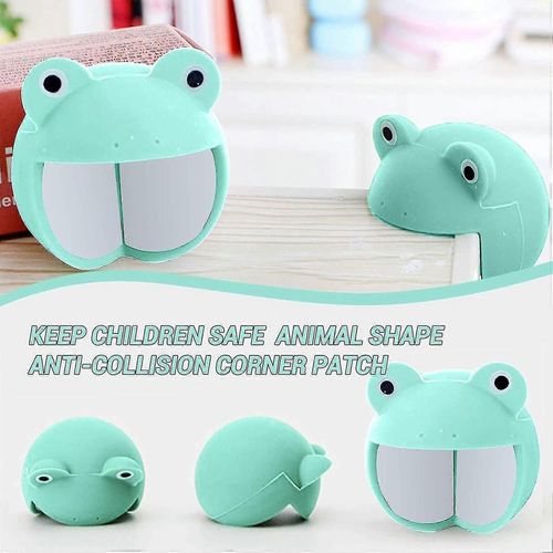4 Pcs Cartoon Animal Shape Silicone Table Corner Protector Anti-Collision Corner, Lake Blue Frog