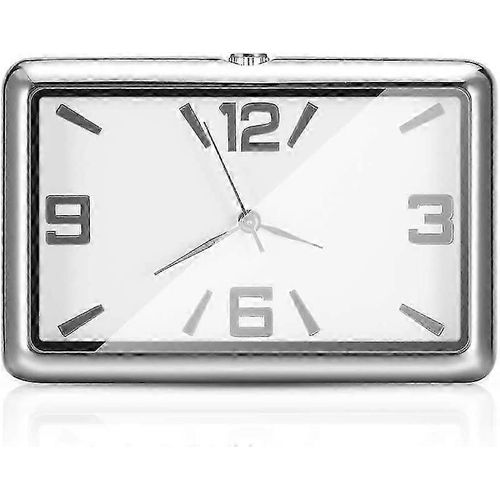 Horloge de tableau de bord de voiture, horloge de voiture Quartz horloge Belle décoration de voiture Montre Ornements Mini Style Stick-on (Blanc)