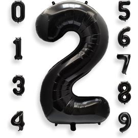 ChenQuanSarl- Chiffre Anniversaire Geant 2 Noir 40 Pouces 101 Cm Ballon Géant Noir Numero 2 Ans À Hélium Garçon Fille Ballon De Baudruche Mylar Décoration Pour Baby Shower Anniversaire