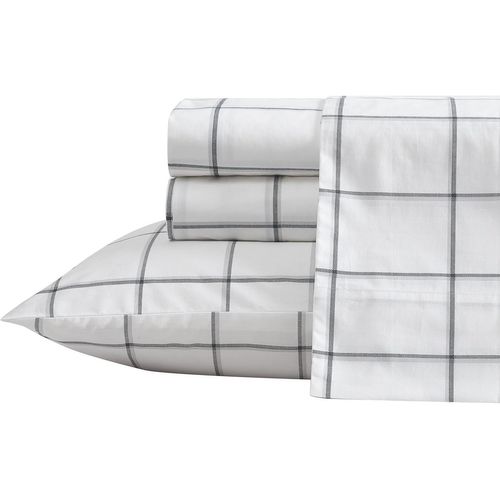 Chenquansarl-Ensemble De Draps Pour Grand Lit Ensemble De Literie En Percale De Coton, Gracieuse Et Fraîche, Légère Et Respirante (Carreaux Noirs, Lit Queen Size)