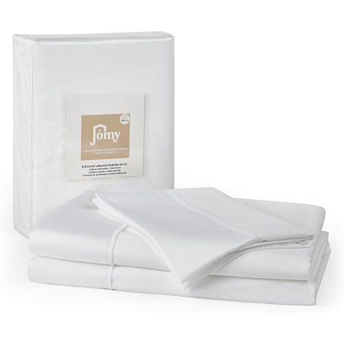 Chenquansarl-Parure De Lit De 150x190 Drap De Lit 2 Personnes Ensemble De Draps 4 Pièces Drap-Housse De 150 X 190 X28 Drap Plat 240 X 280 2 Taies D'oreiller 50 X 75 Blanc Coton Égyptien Satiné. 300 F