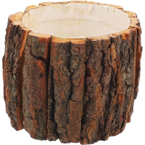 ChenQuanSarl-Petit Pot De Fleurs En Bois Tronc D'Arbre Rustique Cache-Pot Aspect Bois Tronc Bougeoir Mini Pot De Fleurs Cactus Plantes Succulentes Pot De Fleurs Pot Jardinière Balcon Jardin
