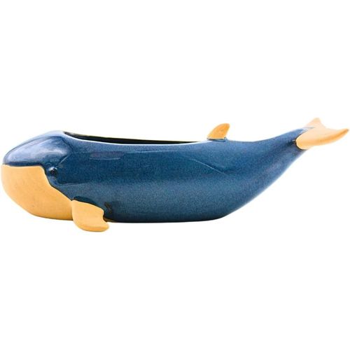 ChenQuanSarl-Cache-Pot Pot De Fleurs Bac Décoratif En Céramique Comme Baleine Dimensions (L X L X H) Env. 30 X 13 X 9 Cm