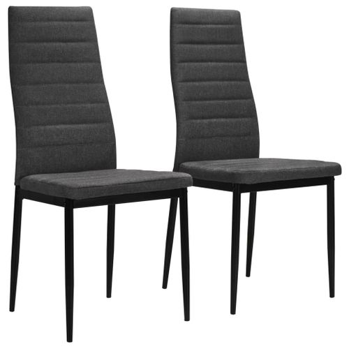 Lot De 2 Chaises De Salle À Manger Cuisine Design Tissu Contemporain Gris Foncé Cds020533