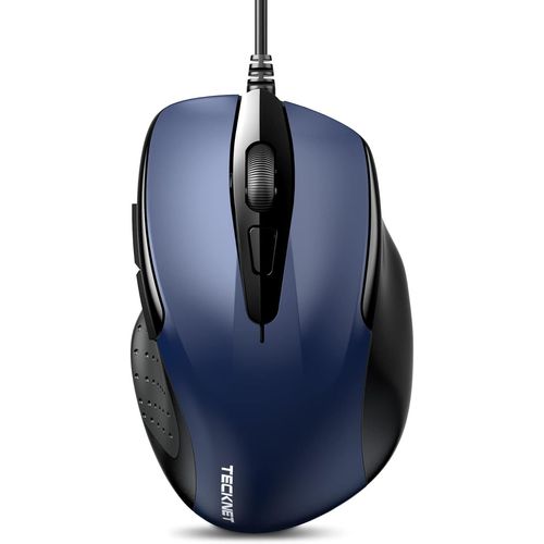 CLOUDDS_Mouse Pro S2 Souris Filaire Optique Haute Précision 6 Boutons 6400 Dpi 4 Dpi Réglable Souris Ergonomique Pour Windows 11/10/8.1/8/Vista/Xp/Mac Ordinateur Portable/Bureau Câble 1.5M-Bleu