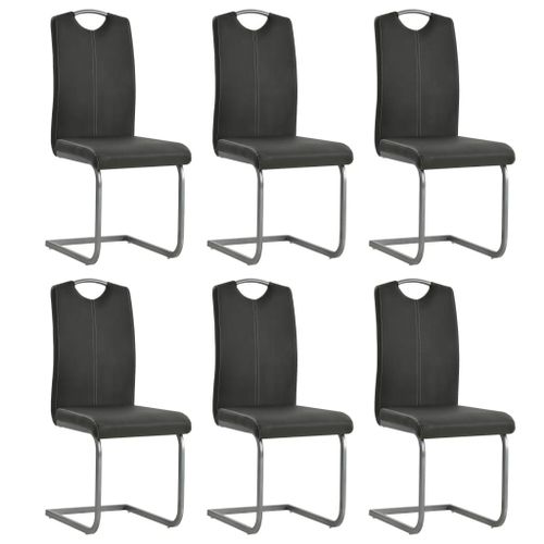 Lot De 6 Chaises De Salle À Manger Cuisine Cantilever Style Moderne En Synthétique Gris Cds022280