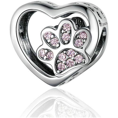 Ytseazn-Charms Et Perles Argent 925 Coeur Empreinte De Patte Compatible Bracelets Beads Gm32