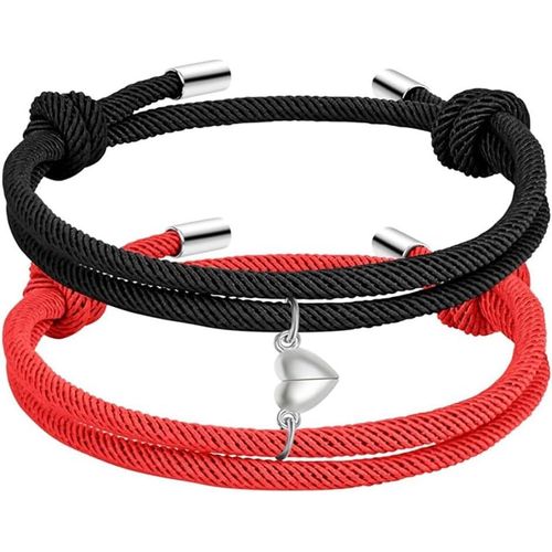 Ytseazn-Bracelet De Couple Magnétique,2 Bracelets Pendentifs D'amour Faits À La Main,Bracelets À Boucle Magnétique En Forme De C?ur