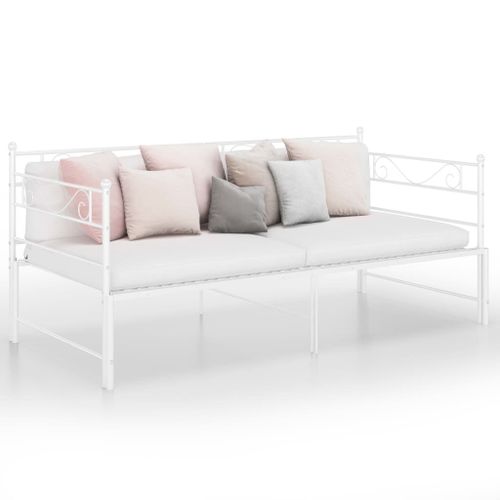 Vidaxl Cadre De Canapé-Lit Extensible Blanc Métal 90x200 Cm