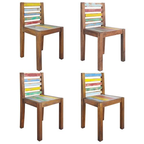 Vidaxl Chaises À Manger Lot De 4 Bois De Récupération Solide