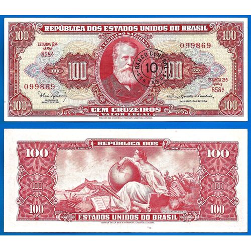 Bresil 10 Centavos Sur 100 Cruzeiros 1966 A 1967 Sign 15 Billet Brasil Brazil Cruzeiro Real Reais