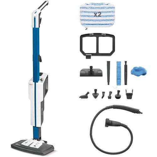 YEMAESRE-620 Style, Balai Vapeur Avec Nettoyeur ¿¿ Main Int¿¿gr¿¿, 15 Accessoires, Chauffe Rapide 20 Secondes, Filtre Anti-Calcaire, Autonomie Illimit¿¿e, Stationnement Vertical, Bleu Et Blanc