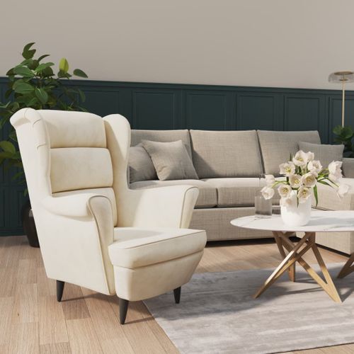 Vidaxl Fauteuil Blanc Crème Velours