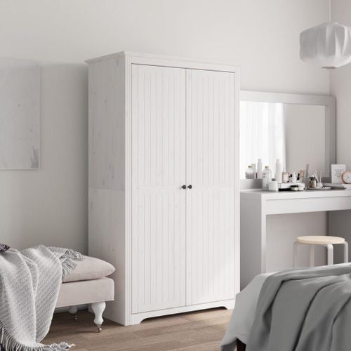 Vidaxl Garde-Robe Bodo Blanc 99x53,5x173 Cm Bois Massif De Pin