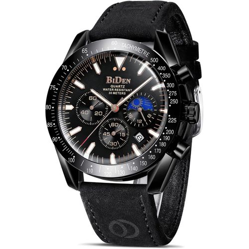 Montre Homme 30m Étanche Montres Grand Cadran Date Chronographe Mouvement Quartz Acier Inoxydable/Cuir/Bracelet Caoutchouc Cadeau Élégant Pour Père Amis Fête Des Pères