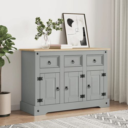 Vidaxl Buffet Corona Gris 112x43x78 Cm Bois Massif De Pin