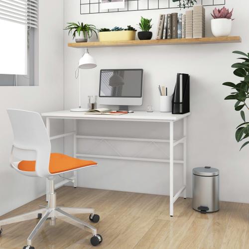 Vidaxl Bureau D'ordinateur Blanc 105x55x72 Cm Mdf Et Métal