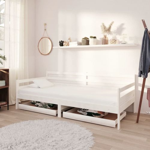 Vidaxl Lit De Jour Sans Matelas Avec Tiroirs 90x200 Cm Blanc