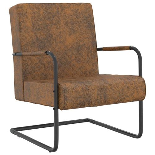 Vidaxl Chaise Cantilever Marron Tissu