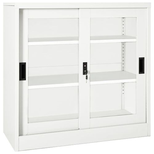 Vidaxl Armoire À Portes Coulissantes Blanc 90x40x90 Cm Acier