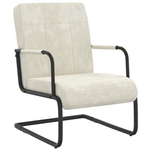 Vidaxl Chaise Cantilever Blanc Crème Velours