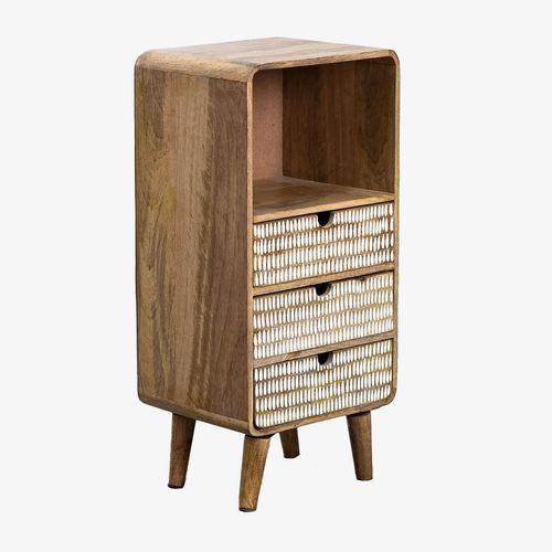Table De Chevet En Bois De Manguier Yulara Naturel - Blanc