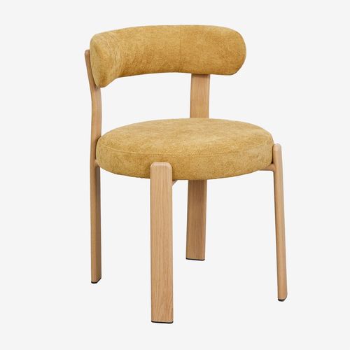 Pack De 2 Chaises De Salle À Manger En Tissu Chenille Jolie Marron Bois Naturel