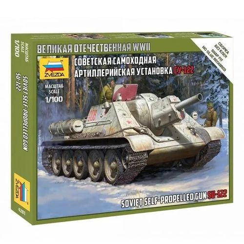 Maquette Char : Su-122 - Zvezda - 1/100 - Assemblage Sans Colle - Blanc - Mixte-Zvezda