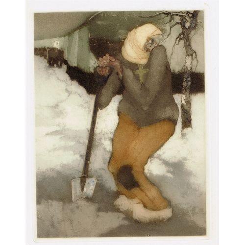 Gravure Van Santen (Julien) . Eau Forte Destinée À L'Illustration Des Villages Illusoires D'Emile Verhaeren