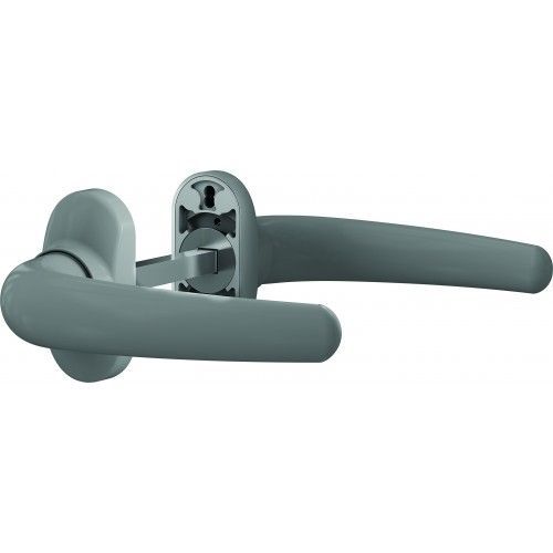 Poignées de porte sur rosaces étroites Scoot pour menuiserie aluminium- gris brillant VACHETTE