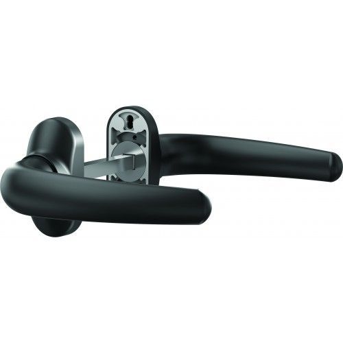 Poignées de porte sur rosaces étroites Scoot pour menuiserie aluminium - noir mat VACHETTE