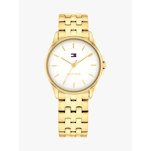 Montre Bracelet Plaqué Ion Or À Cadran Blanc Jade Watch/Gold