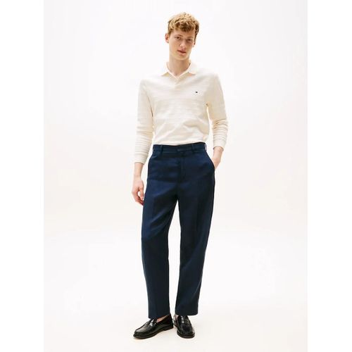 Pantalon Coupe Standard Pur Lin 100%Linen Fabric/Blue - 60