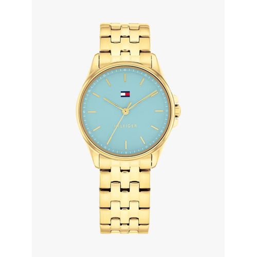 Montre Bracelet Plaquée Or À Cadran Bleu Jade Watch/Gold