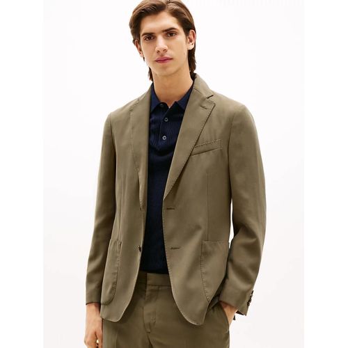 Blazer Ajusté À Revers Crantés Fluid Tech Viscose Fabric/Green - 46