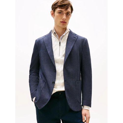 Blazer En Denim De Laine Mélangée Wool Denim Fabric/Blue - 56
