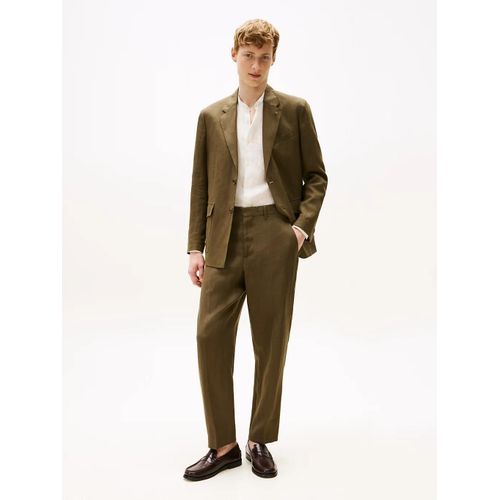 Pantalon Coupe Standard Pur Lin 100%Linen Fabric/Green - 54