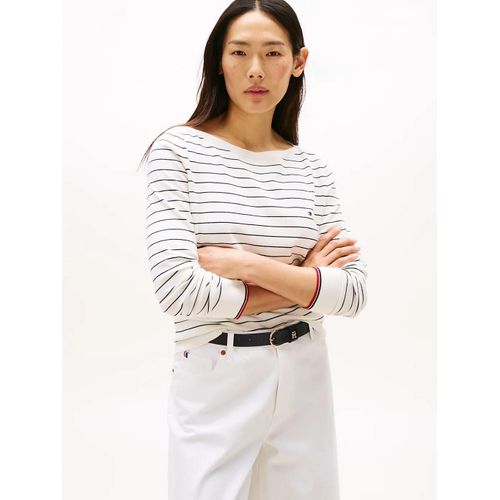 Pull En Jersey À Col Bateau Co Jersey Stitch Boat-Nk Ls Swt/Ivory Silk/Dark Night Navy Fine Stp - Xs
