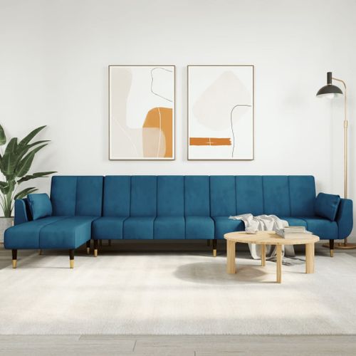 Vidaxl Canapé-Lit En Forme De L Bleu 275x140x70 Cm Velours