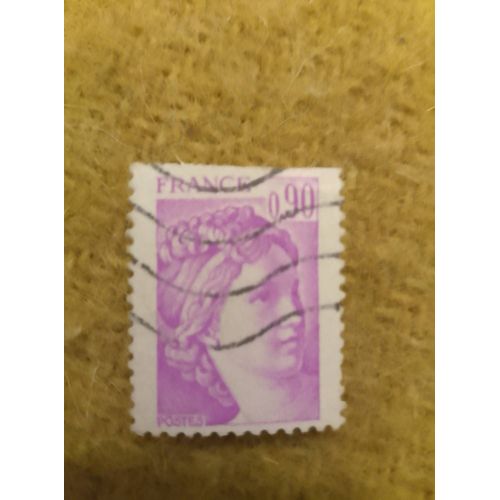 Timbre Oblitéré France 0,90 Marianne Violet.