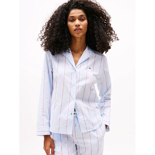 Chemise De Pyjama Décontractée En Popeline Ls Poplin Shirt (Ext. Sizes)/Block Stripe Sweet Blue - 1xl