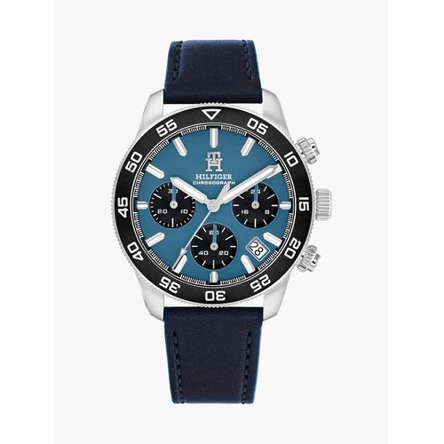 Montre Chronographe À Bracelet En Cuir Bleu Th85 Watch/Navy