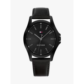 Montre Bracelet En Cuir Plaqué Ion Noir Bruce Watch/Black