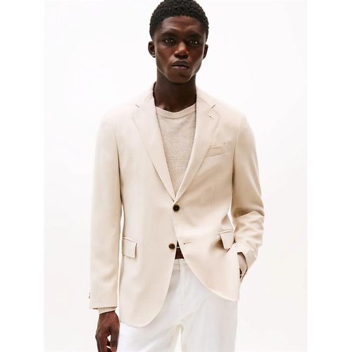 Blazer Ajusté À Boutonnage Droit Solid Viscose Fluid Fabric/Beige - 56