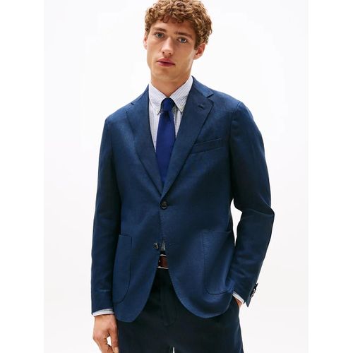 Blazer Extra Slim En Pur Lin 100%Linen Fabric/Blue - 54