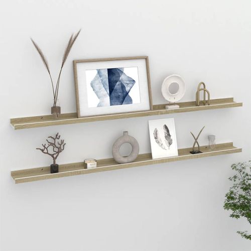 Vidaxl Étagères Murales 2 Pcs Blanc Et Chêne Sonoma 115x9x3 Cm